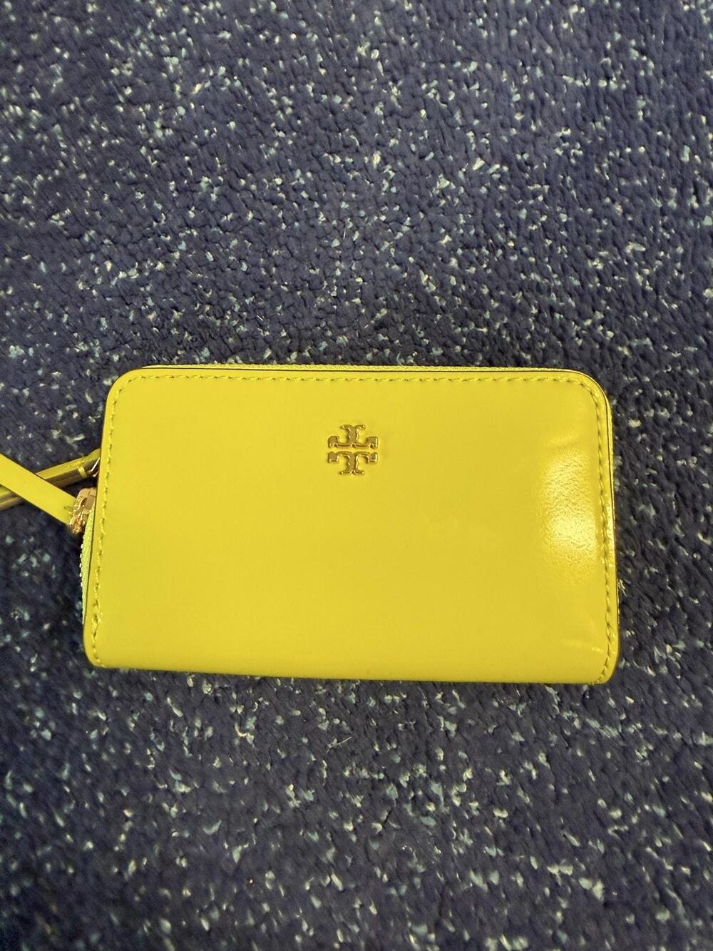 Tory Burch Wallet Womens One Size Green Blake Patent Leather Zip Card Case